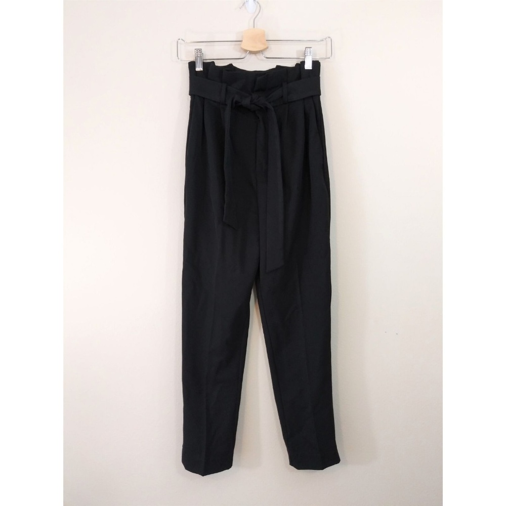 H&M size 2 black paper bag pants w/ belt & pockets